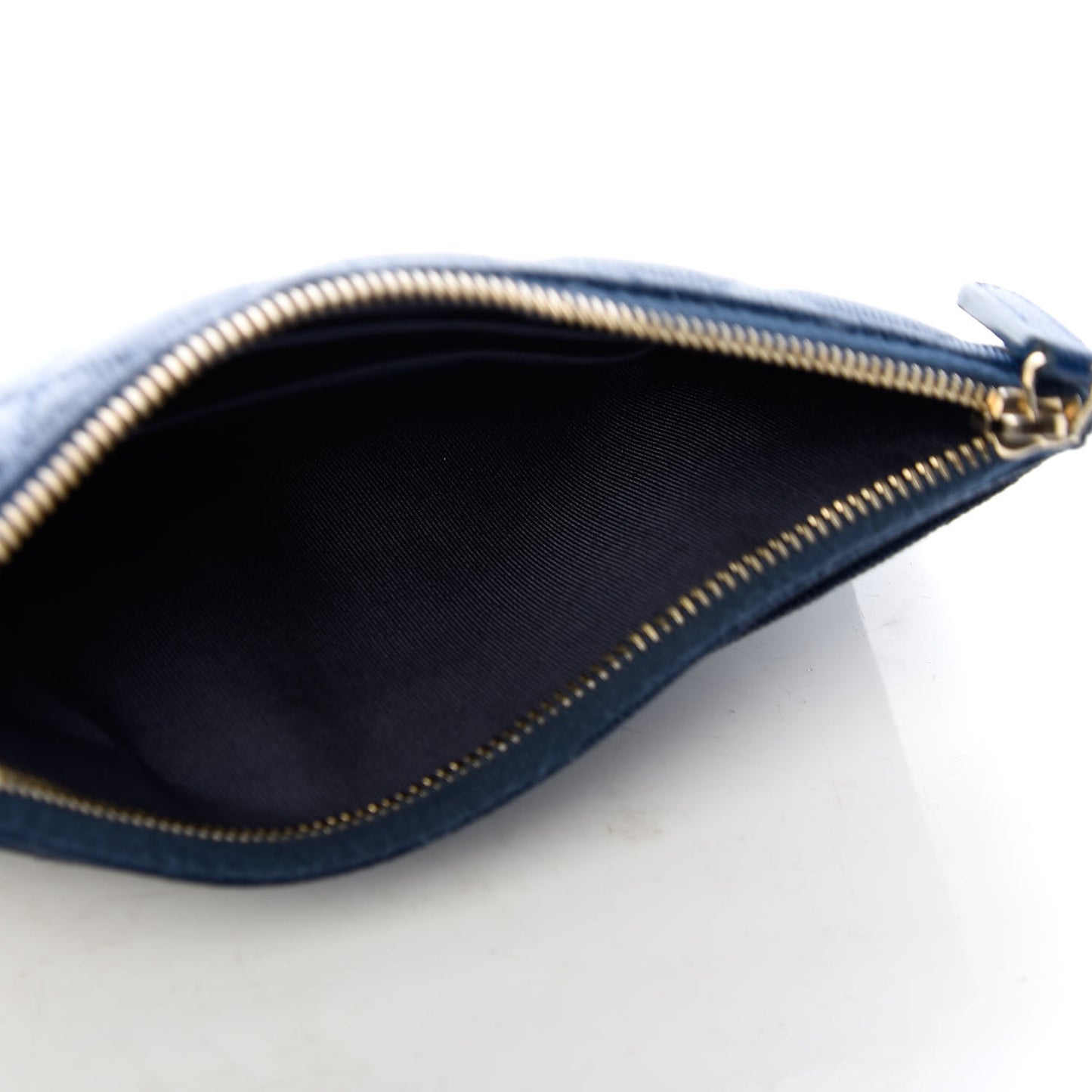 Iridescent Caviar Quilted Classic Zip Pouch Navy