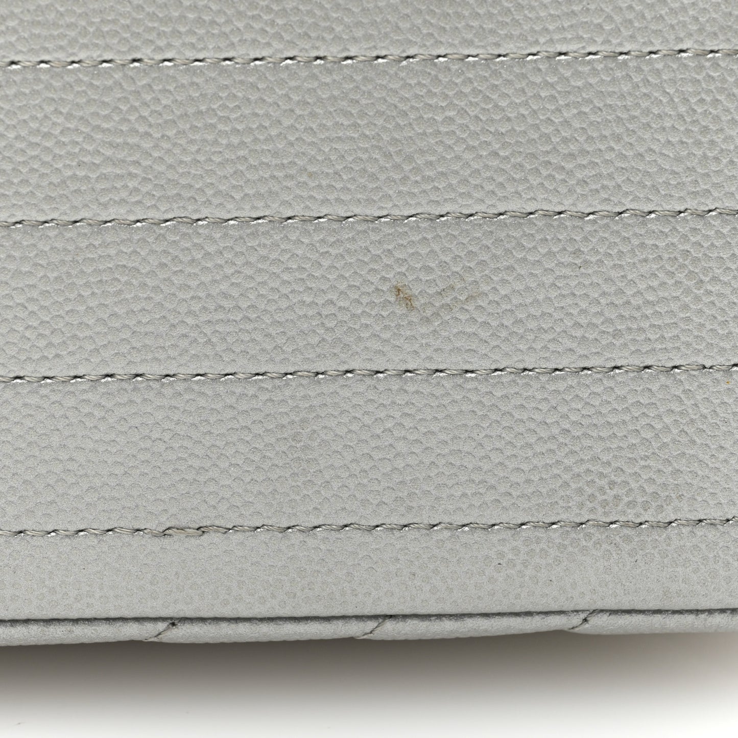 Metallic Caviar Chevron Quilted Jumbo Double Flap Silver