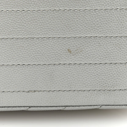 Chanel Metallic Caviar Chevron Quilted Jumbo Double Flap Silver 11 of 13