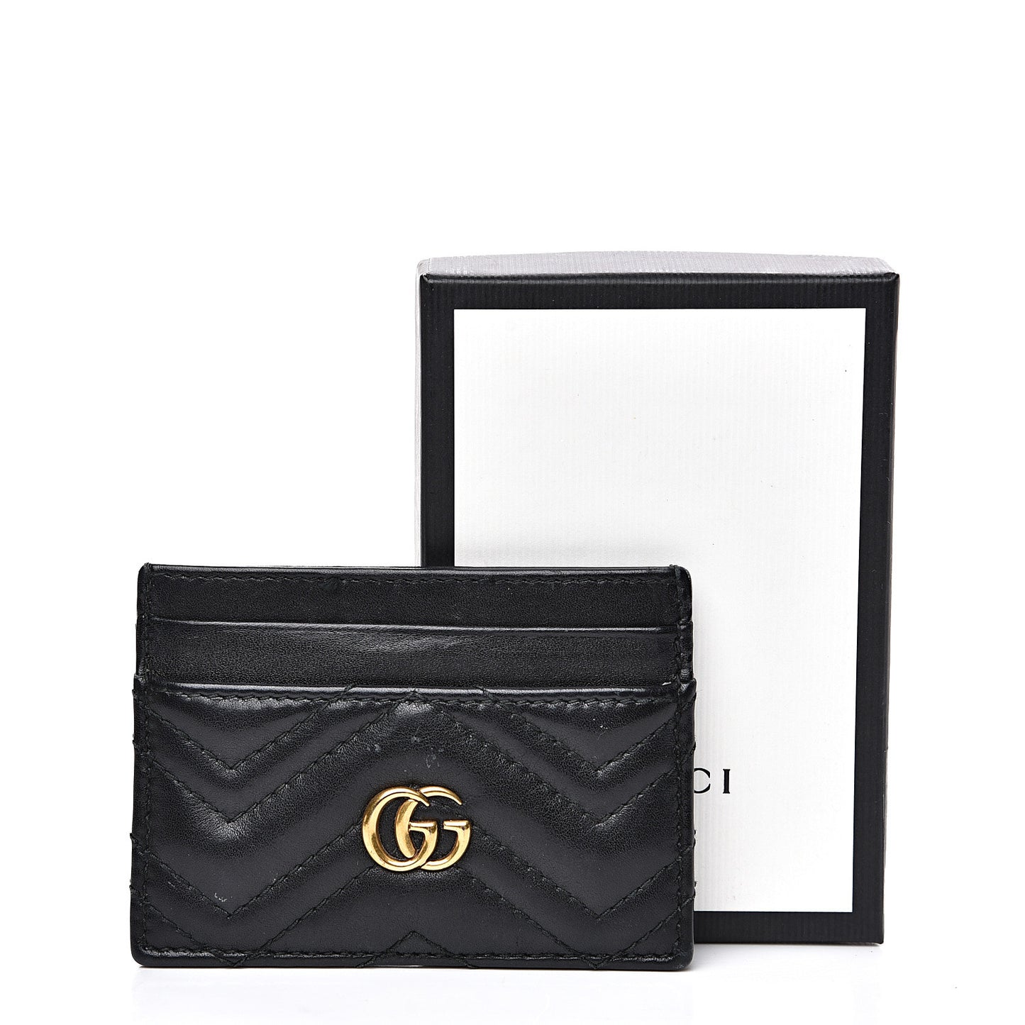 Calfskin Matelasse GG Marmont Card Holder Black