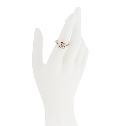 David Yurman Sterling Silver 18K Rose Gold Diamond Morganite Chatelaine Bezel Ring 52 6 2 of 5