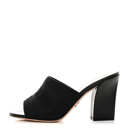 Christian Dior Cotton Embroidered Dway 85mm Slide Sandals 36.5 Black 1 of 9