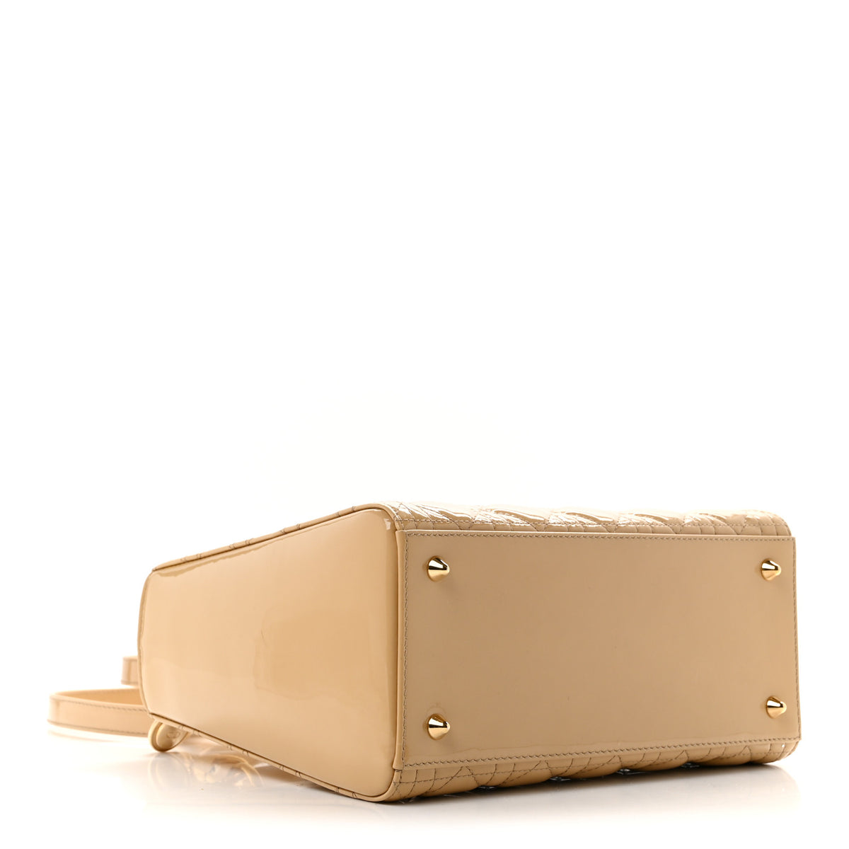 Patent Cannage Medium Lady Dior Beige