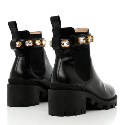 Gucci Calfskin Crystal GG Trip Chelsea Ankle Boots 39.5 Black 4 of 15