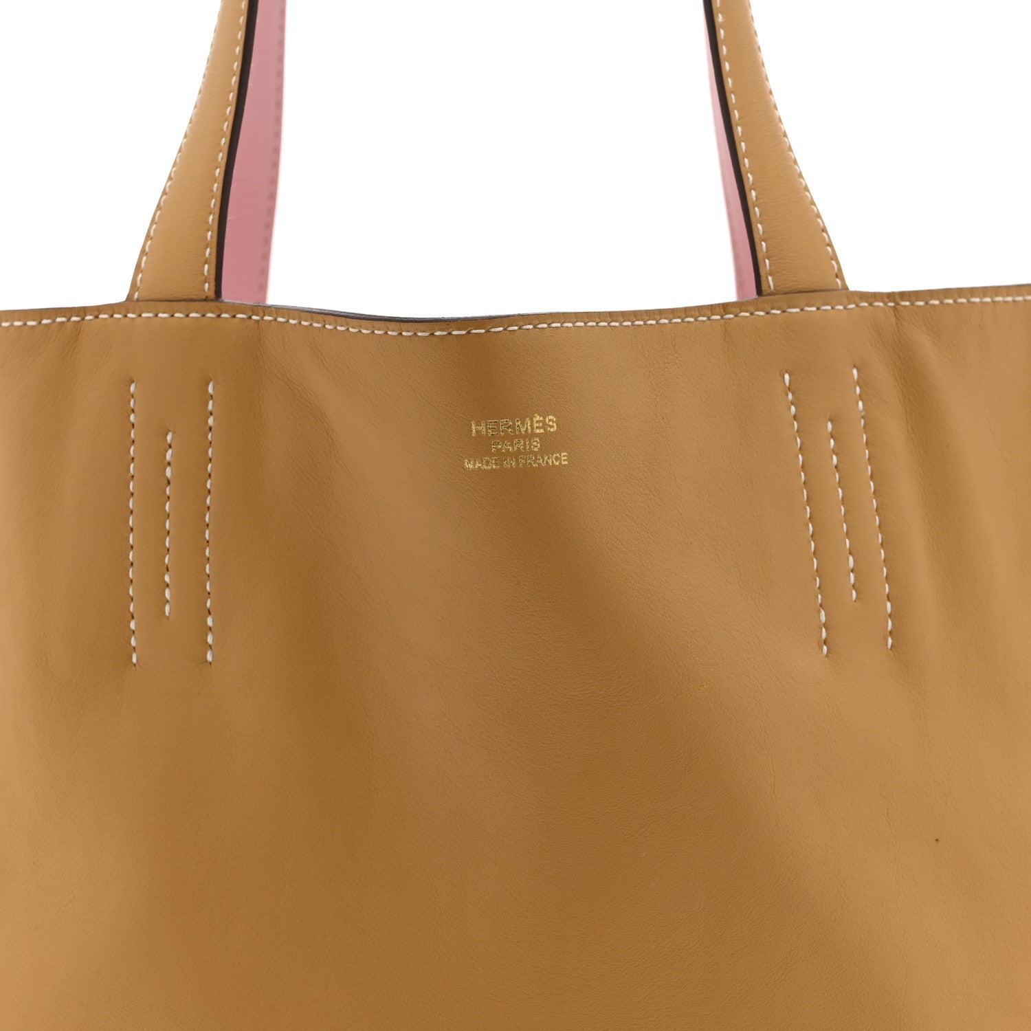 Hermes Veau Sikkim Swift Double Sens 28 Reversible Tote Rose Sakura Curry 12 of 17