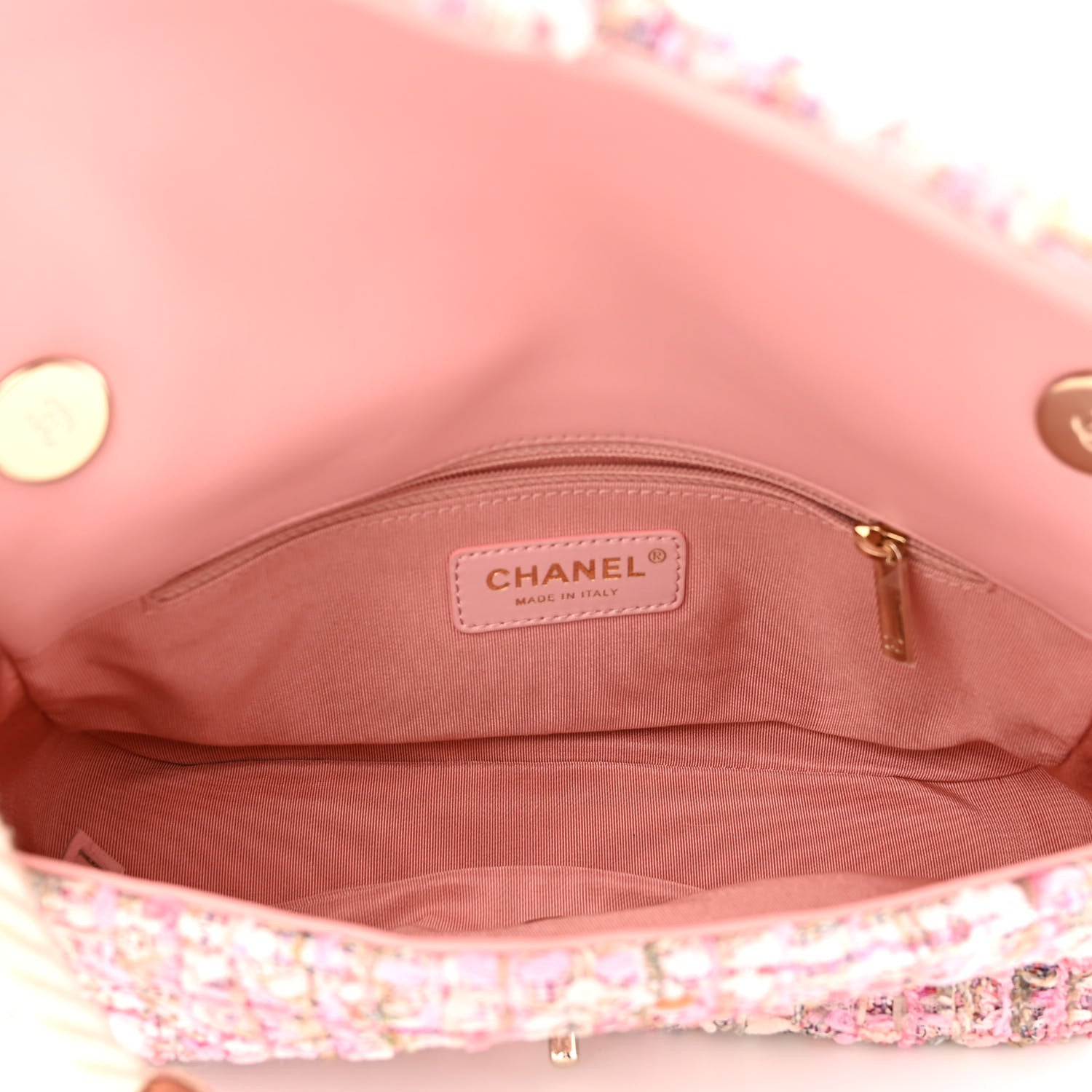 Chanel Tweed Medium Pearl Handle Flap Pink Beige Orange Ecru 5 of 12