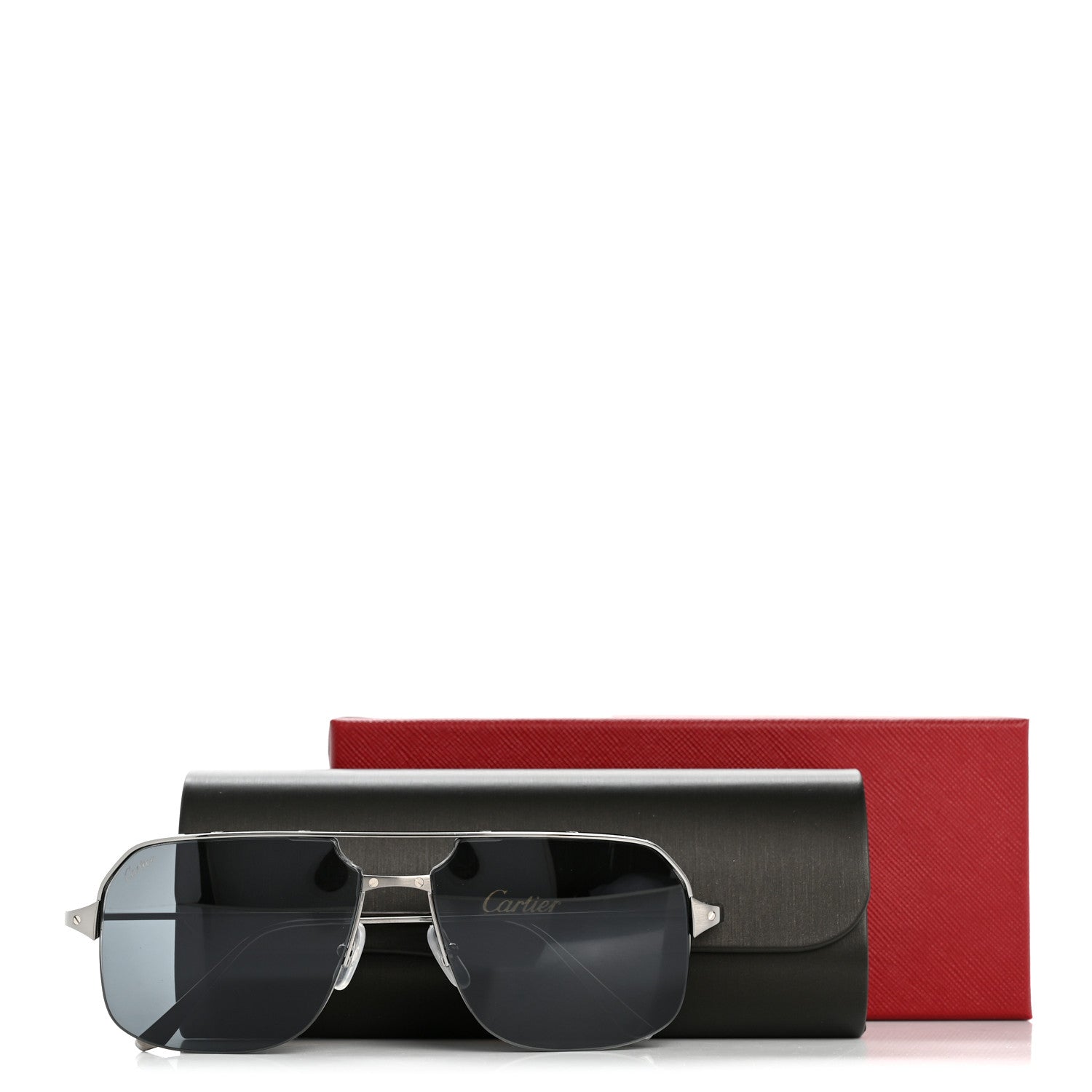Cartier Metal Santos De Cartier Aviator Sunglasses CT0230S Silver 9 of 9