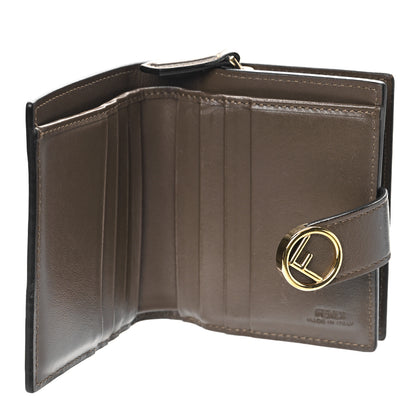 Fendi Vitello Soft F is Fendi Bi-Color FF 1974 Embossed Compact Wallet Maya Black 5 of 9