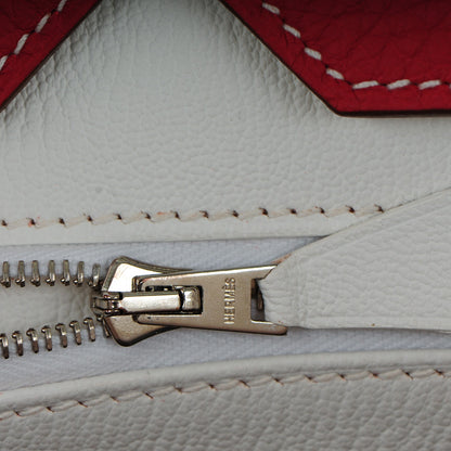 Hermes Taurillon Clemence Eclat Birkin 40 Sanguine Blanc 13 of 24