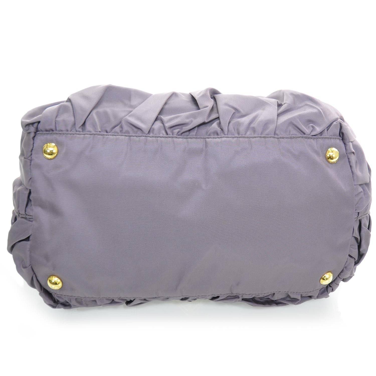 Prada Tessuto Nylon Pleated Handbag Mirtillo 5 of 11