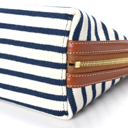 Celine Canvas Calfskin Striped Triomphe Mini Clutch on Chain Navy 8 of 8