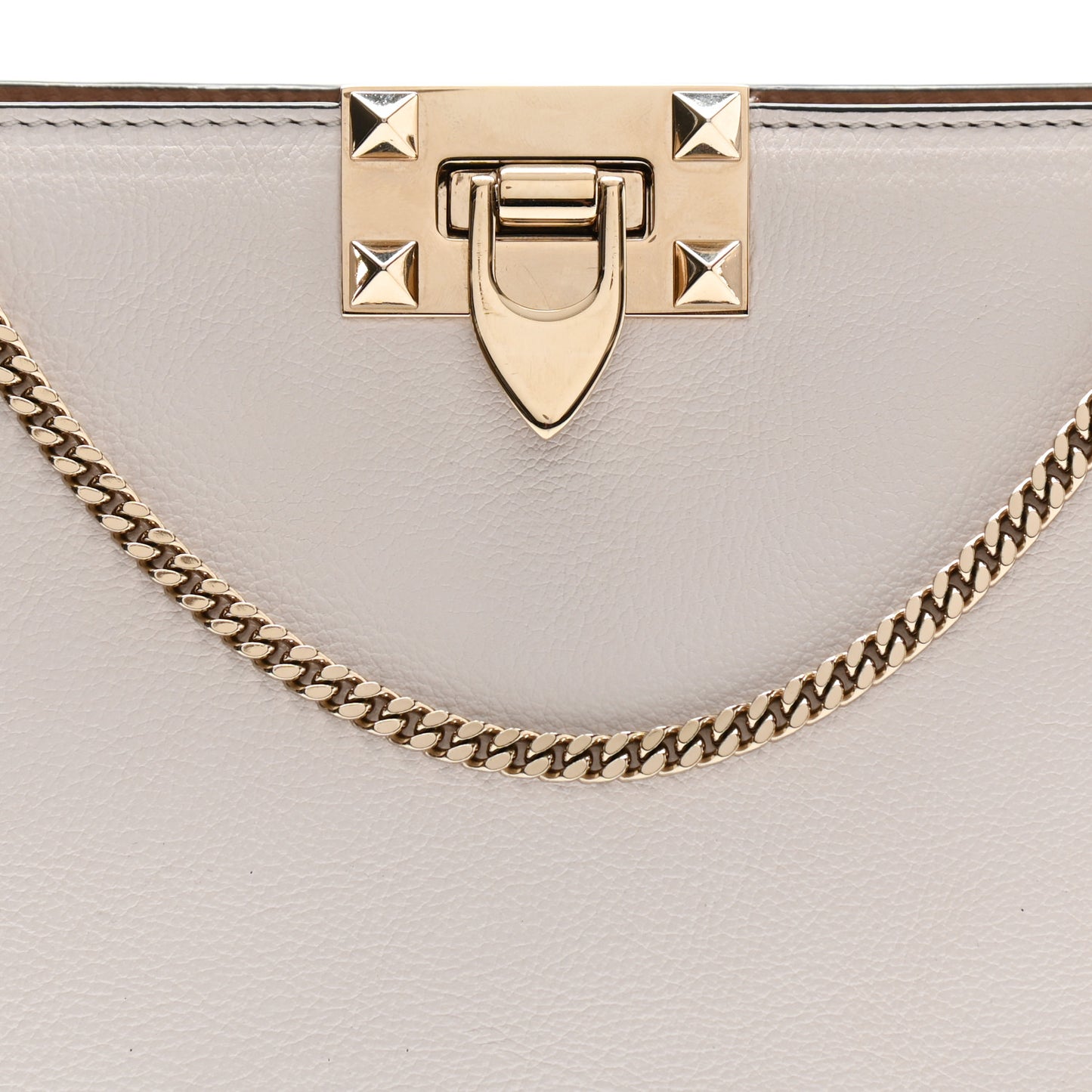 Vitello Rockstud Chain Clutch White