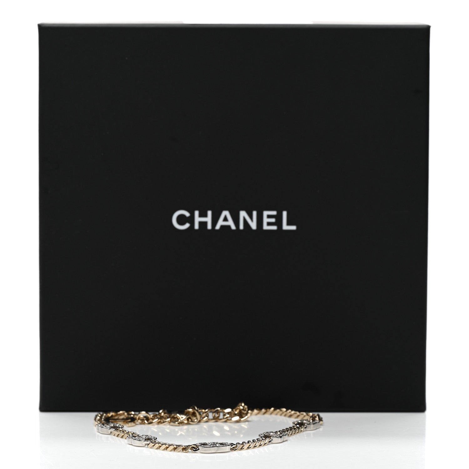 Chanel Crystal Chain CC Necklace Gold Silver 6 of 6