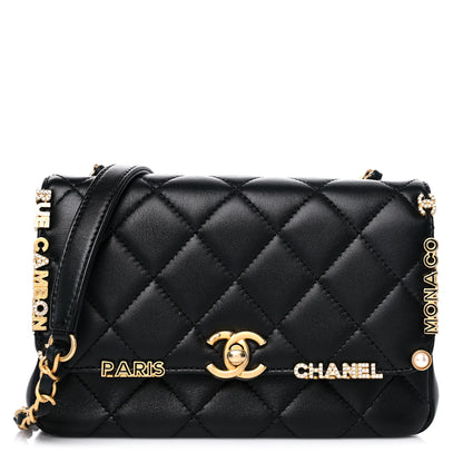 Chanel Lambskin Enamel Strass Quilted Mini Paris Monaco Flap Black 1 of 11