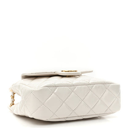 Chanel Shiny Crumpled Calfskin Quilted Small Wavy CC Hobo White 4 of 9