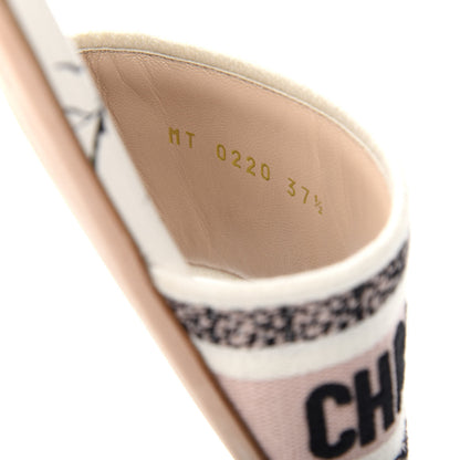 Christian Dior Canvas Rose Mutabilis Embroidered Dway Flat Slide Sandals 37.5 Pink Multicolor 10 of 10