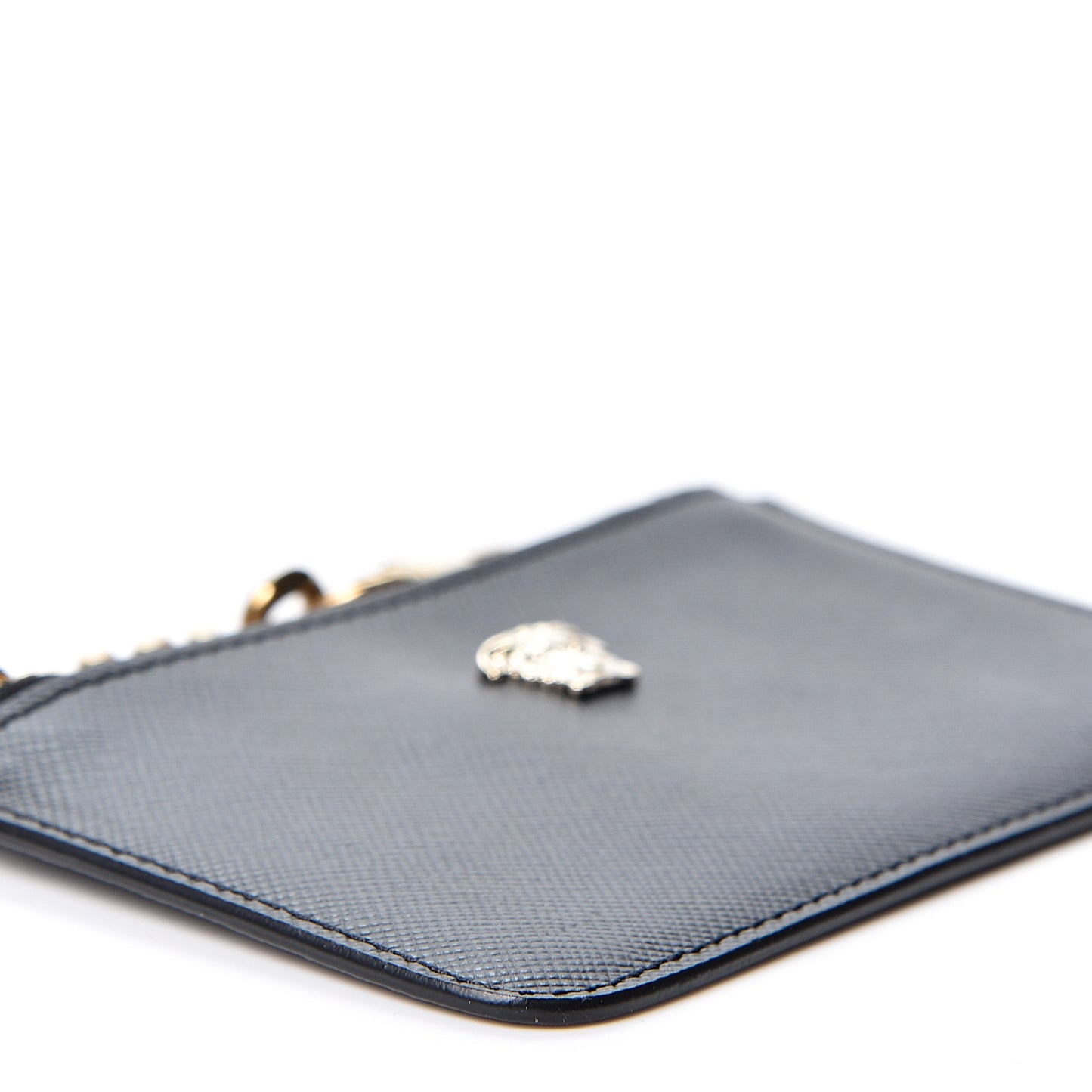 Saffiano Calfskin Medusa Coin Pouch Black