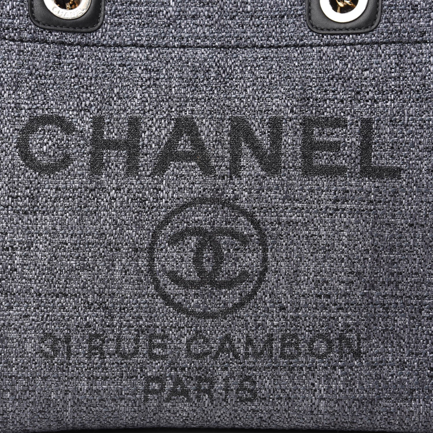 Chanel Woven Straw Raffia Small Deauville Tote Charcoal 10 of 10
