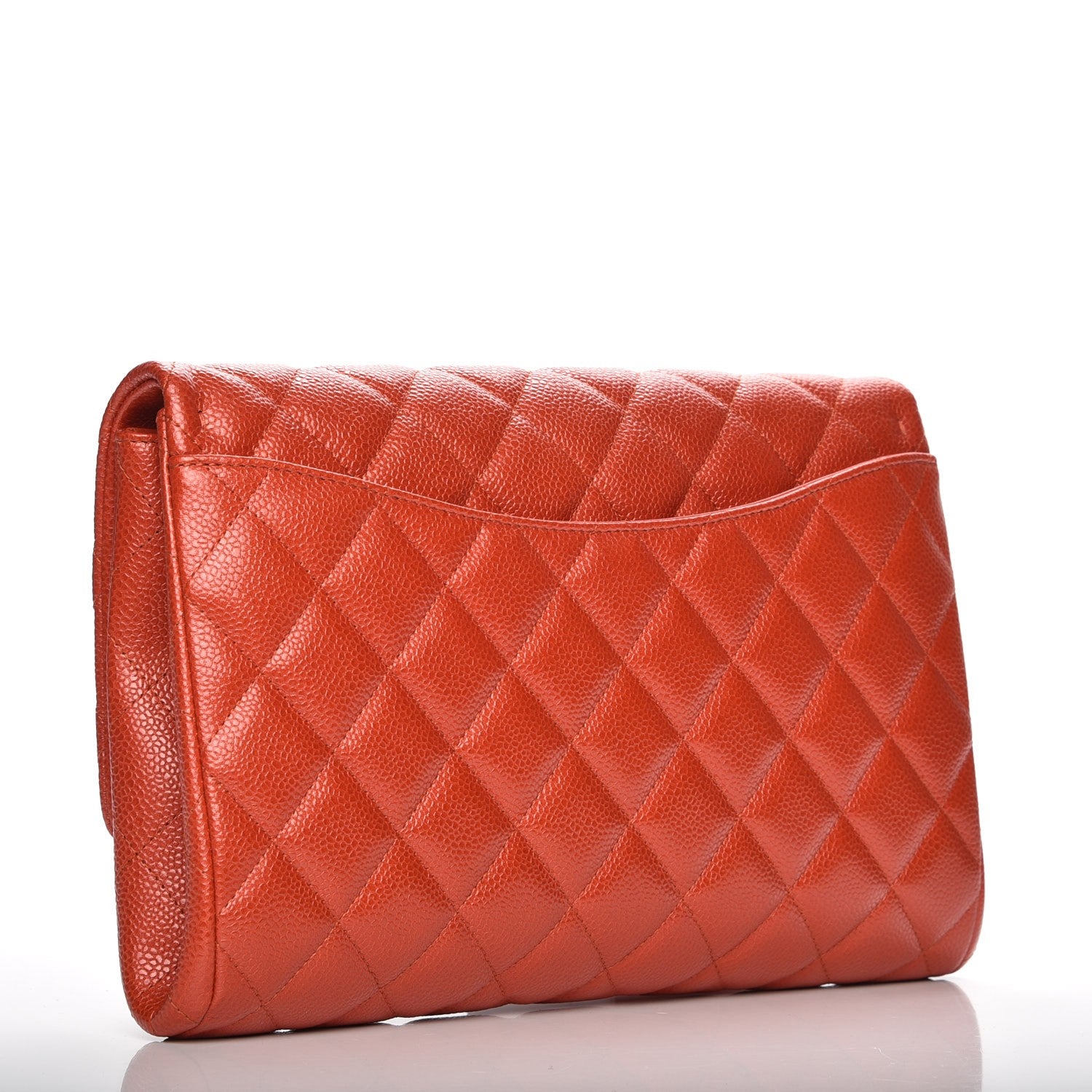 Chanel Caviar Quilted Clutch with Chain Flap Orange 3 of 8