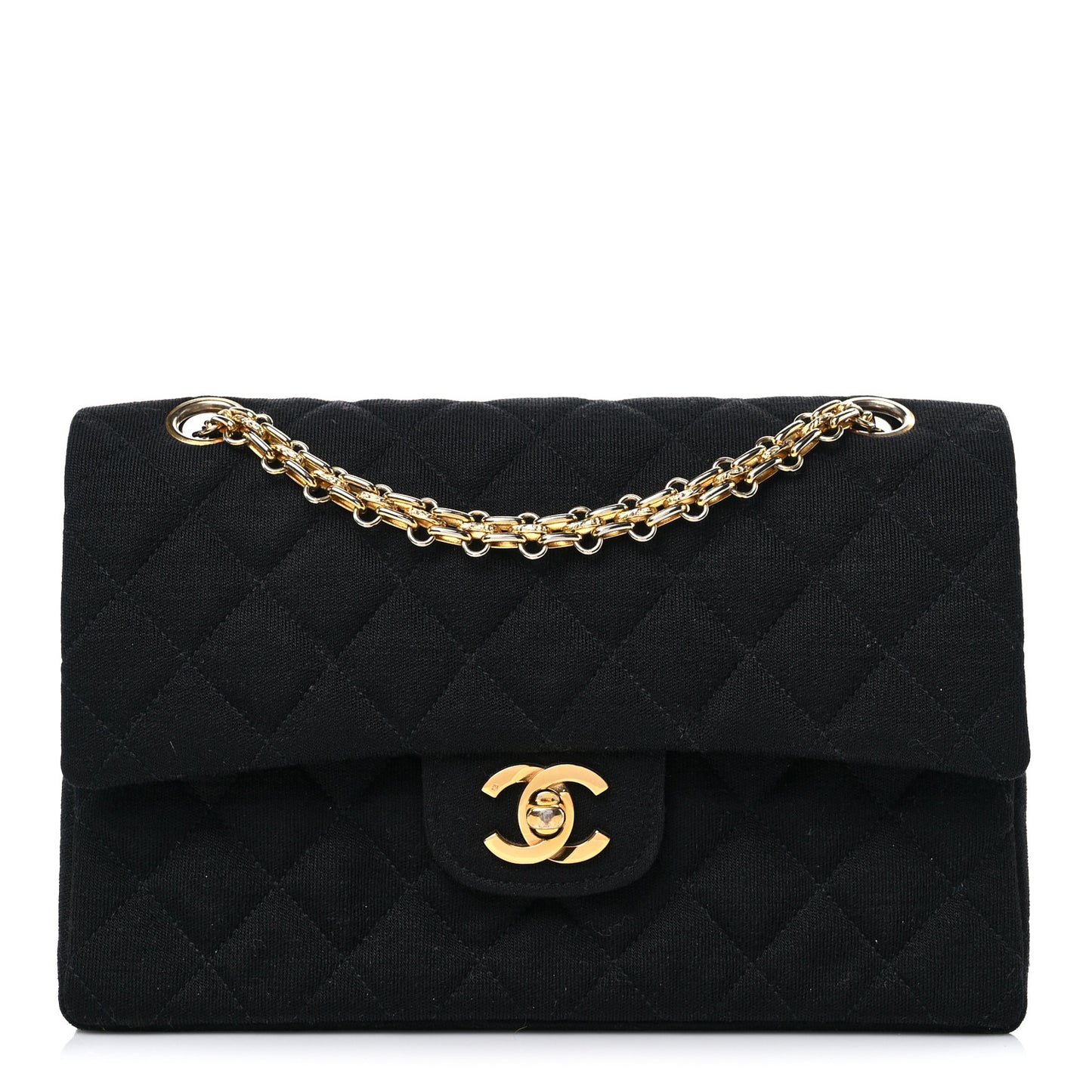 Jersey Quilted Small Double Flap Black