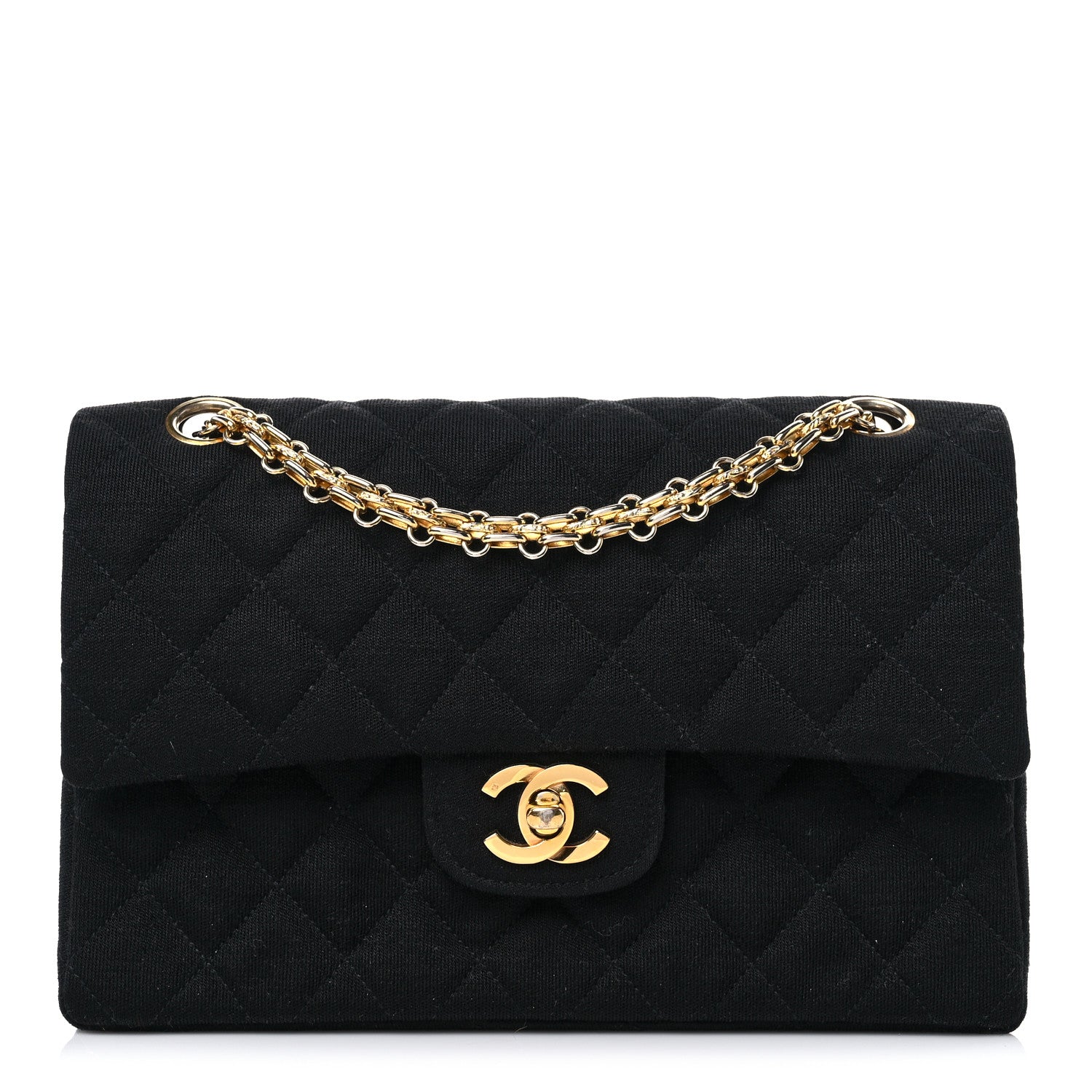 Chanel Jersey Quilted Small Double Flap Black 1 of 12
