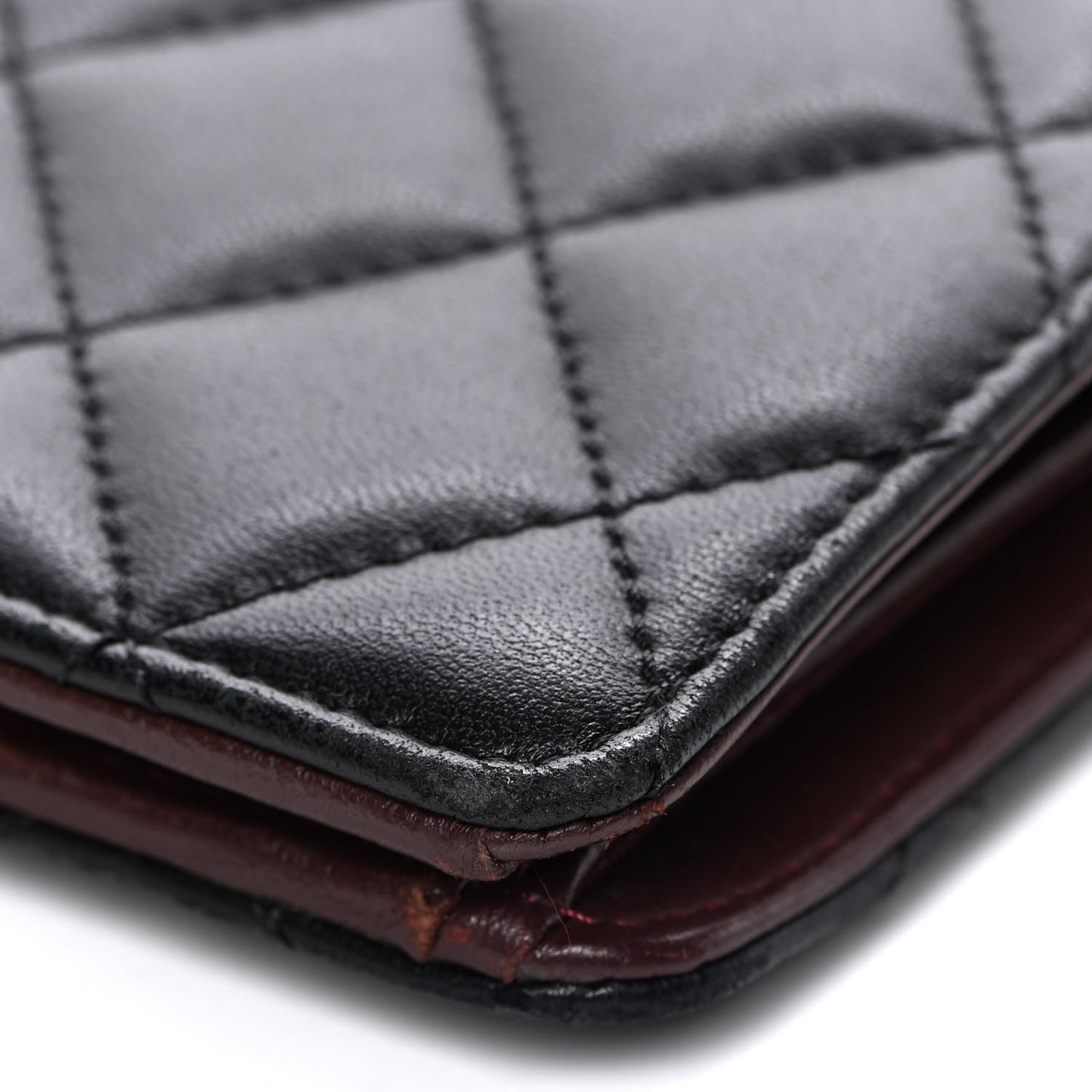 Lambskin Quilted Yen Wallet Black