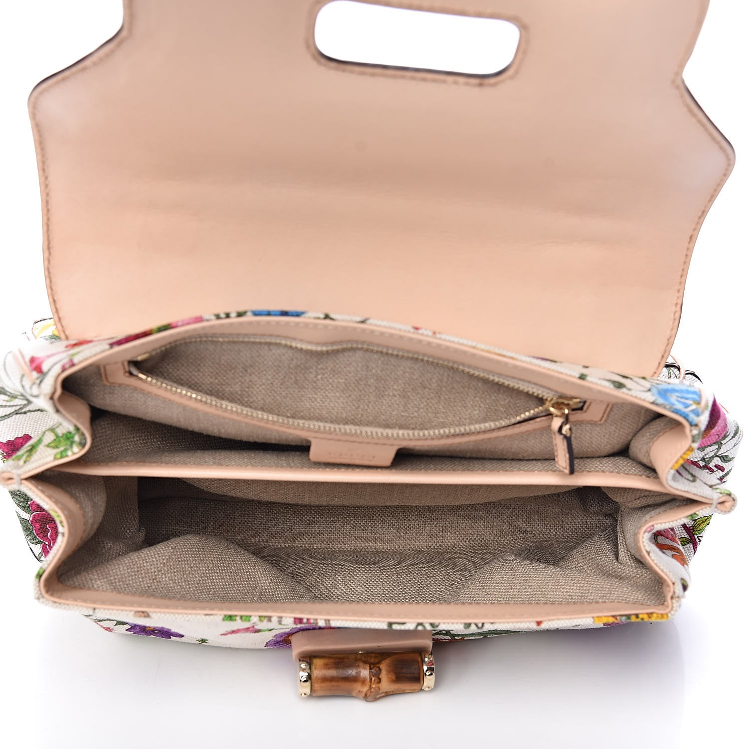 Gucci Floral Flora Canvas Bamboo Top Handle Bag 5 of 10
