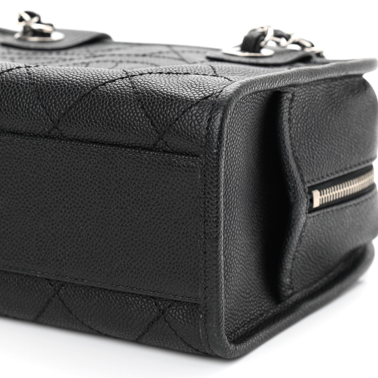 Caviar Quilted Small Deauville Bowling Bag Black