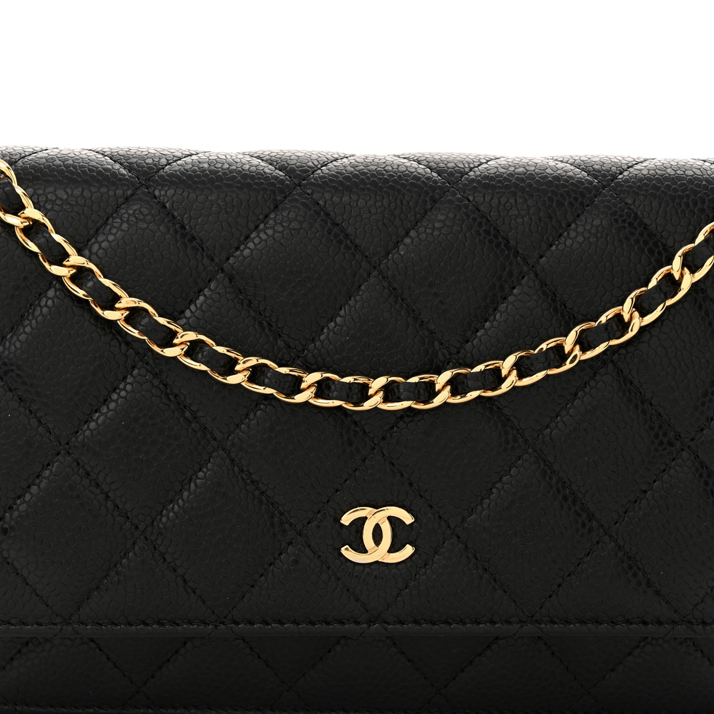 Caviar Quilted Wallet on Chain WOC Black