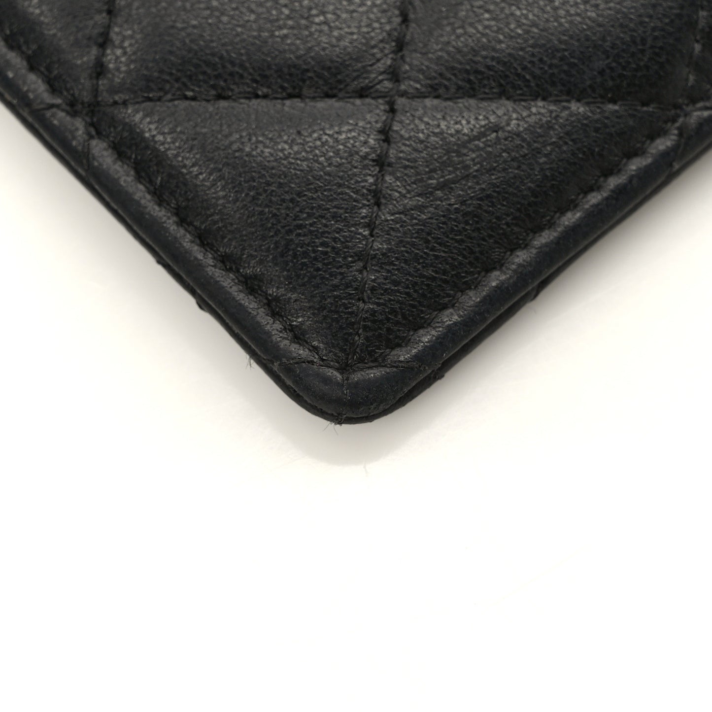 Lambskin Quilted Card Holder On Chain Black