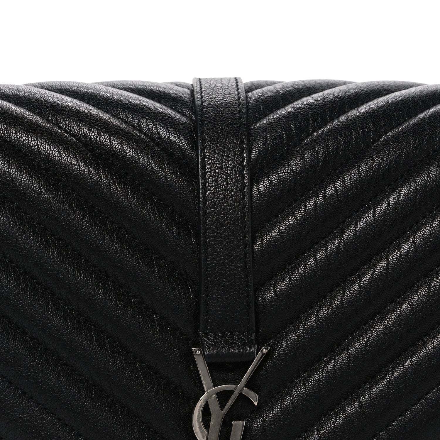 Saint Laurent Sheepskin Matelasse Chevron Monogram Large College Satchel Black 7 of 9
