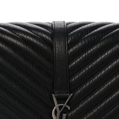 Saint Laurent Sheepskin Matelasse Chevron Monogram Large College Satchel Black 7 of 9