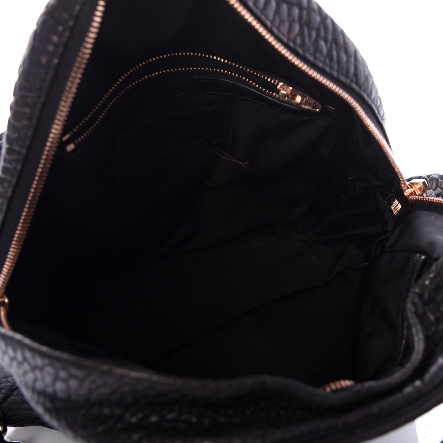 Pebbled Lambskin Dumbo Backpack Black Rose Gold Hardware