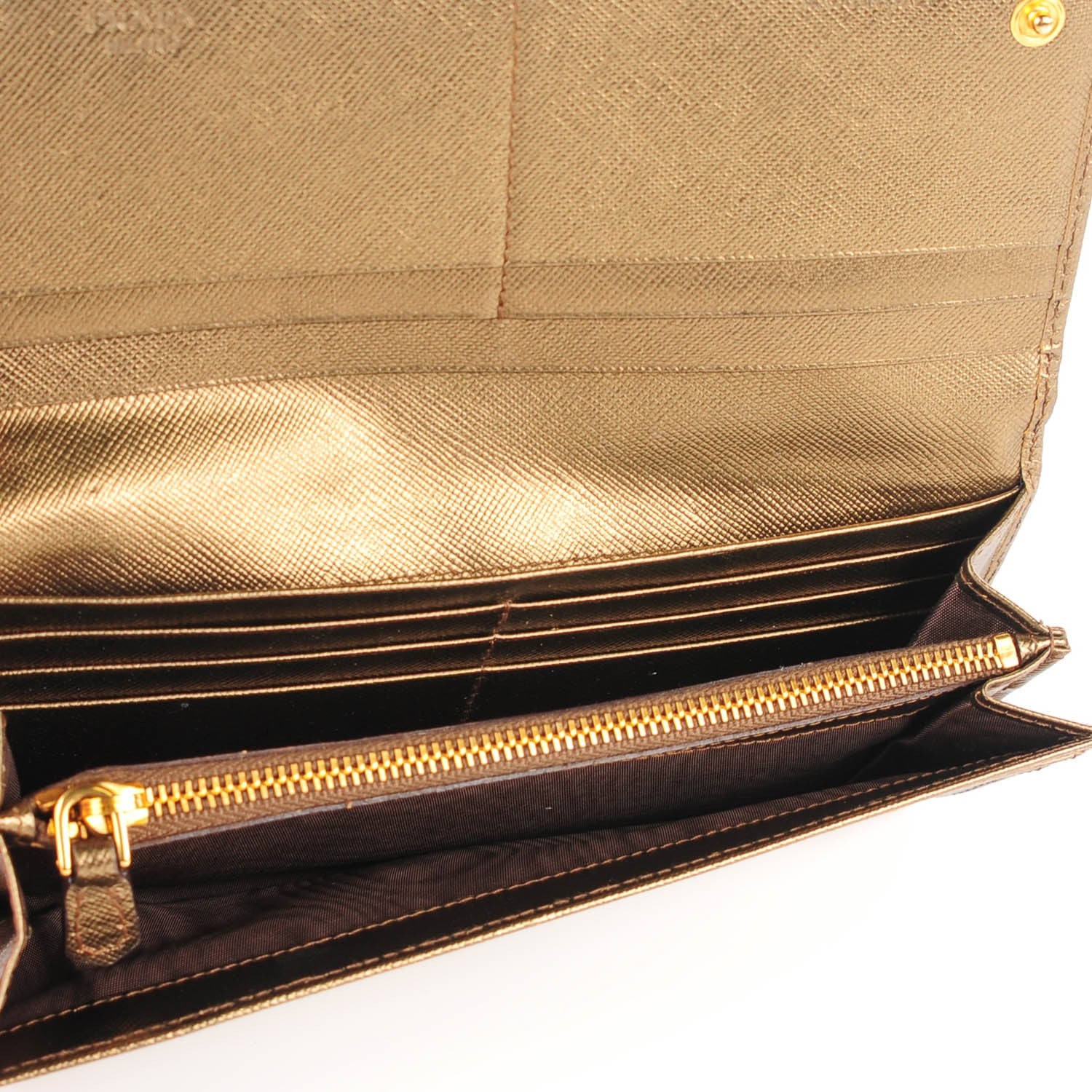 Prada Saffiano Triangle Continental Flap Wallet Bronzo 9 of 12