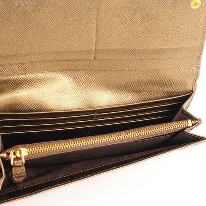 Prada Saffiano Triangle Continental Flap Wallet Bronzo 9 of 12
