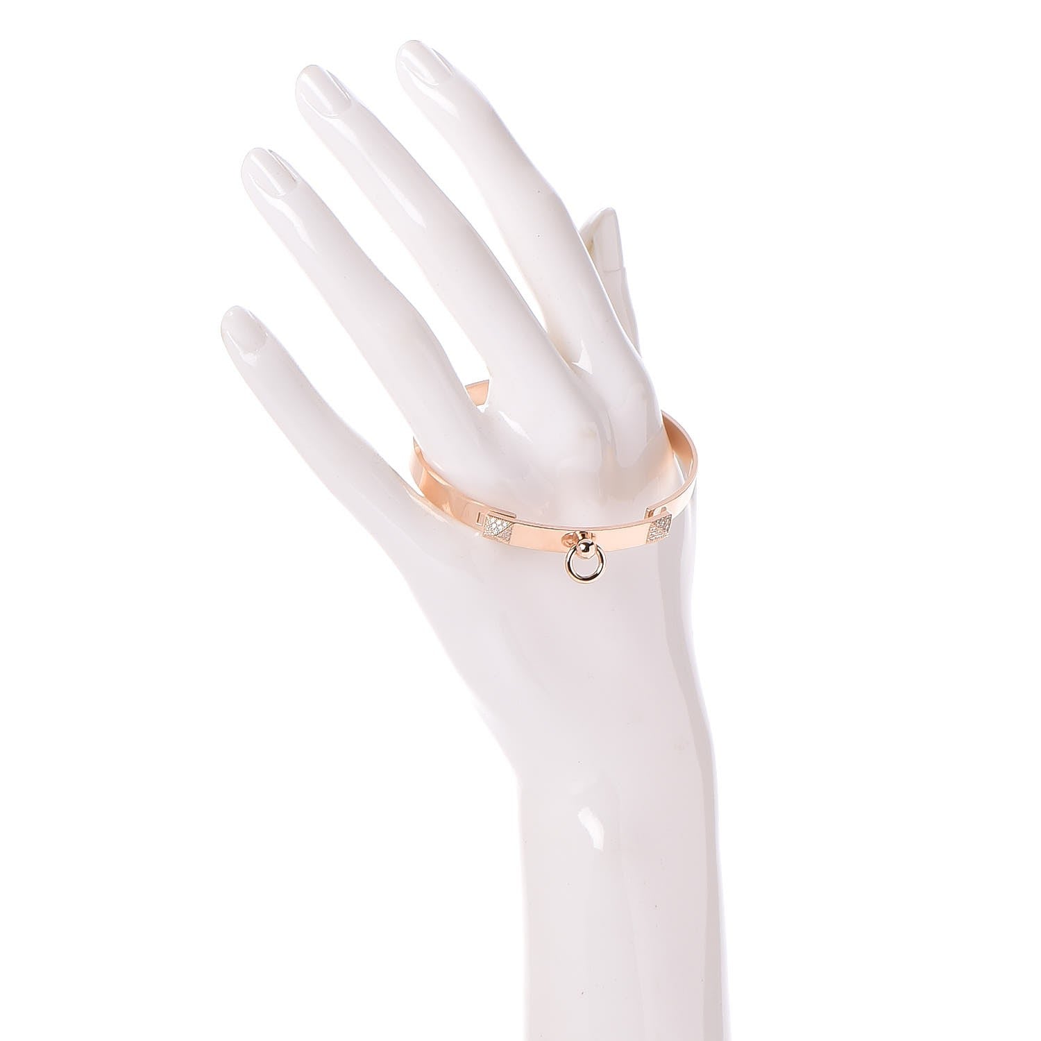 Hermes 18K Rose Gold Diamond PM Collier De Chien Bracelet ST 2 of 7