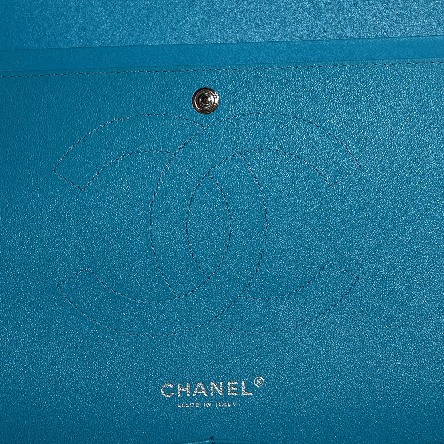 Patent Calfskin Quilted Jumbo Double Flap Turquoise