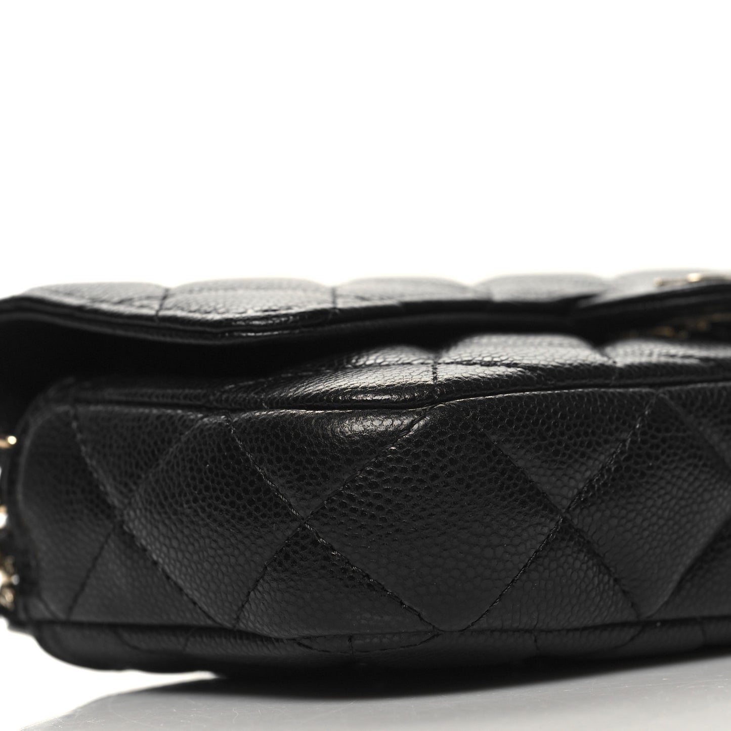 Caviar Quilted Flap Phone Holder With Chain Black