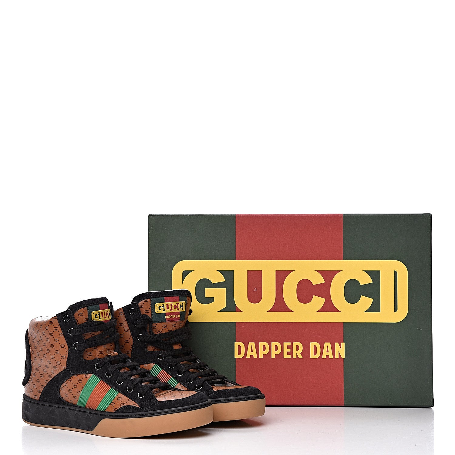 Gucci X DAPPER DAN Calfskin Suede GG Micro Monogram Womens High Top Sneakers 37 Black Cuir Ebony 12 of 12