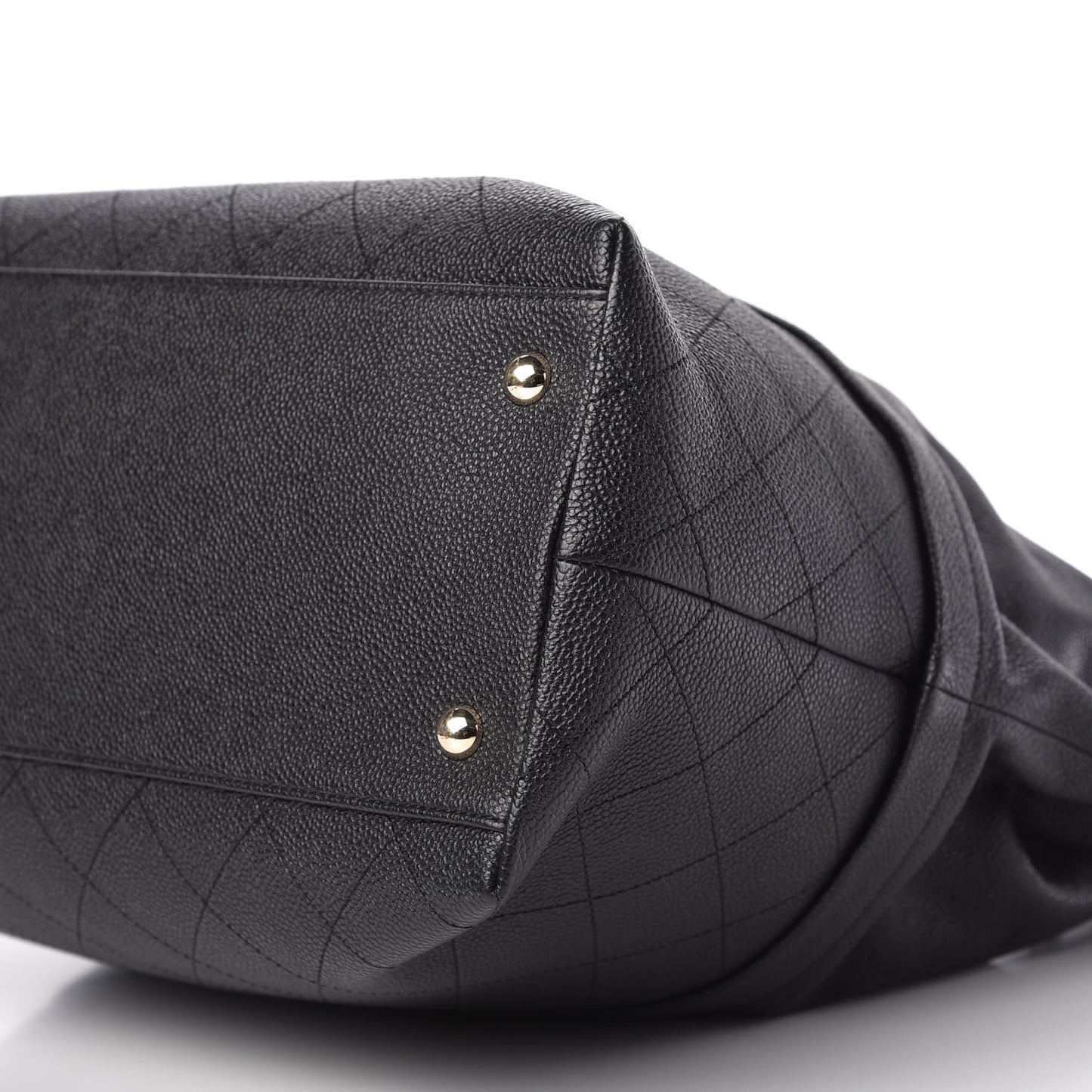 Crumpled Grained Calfskin Zip and Carry Shopping Tote Black