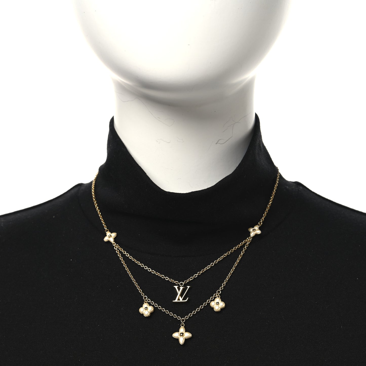 Pearl LV Floragram Necklace Gold