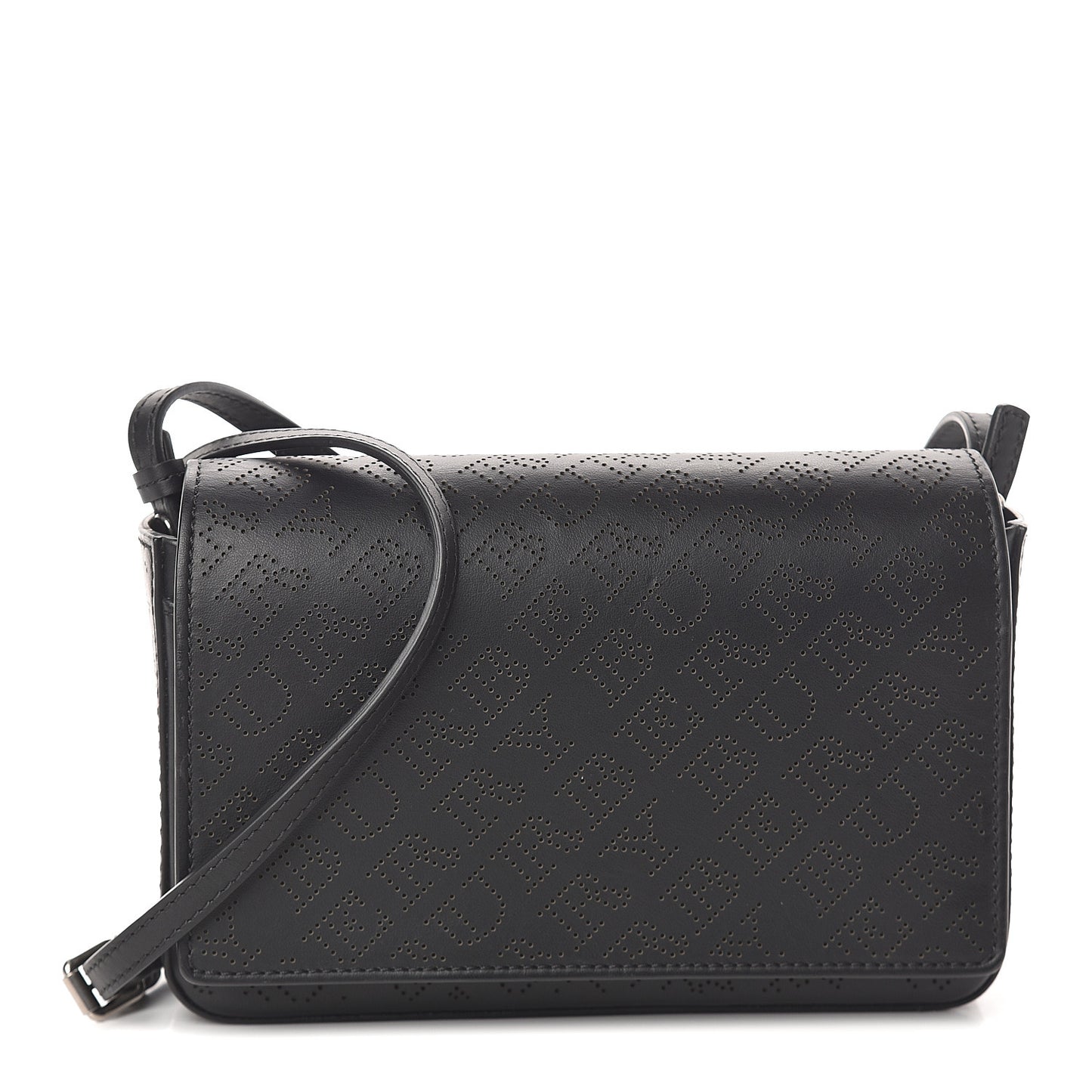 Calfskin Perforated Logo Hampshire Crossbody Black