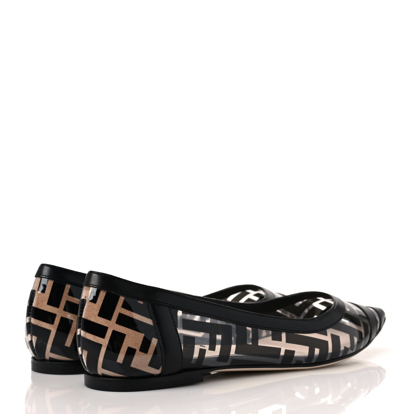 PVC Calfskin FF Colibri Ballerina Flats 38 Black
