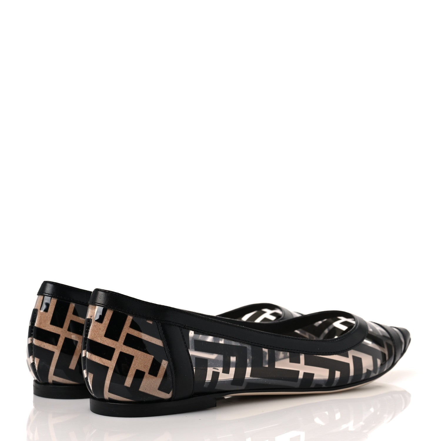Fendi PVC Calfskin FF Colibri Ballerina Flats 38 Black 4 of 9