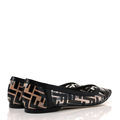 Fendi PVC Calfskin FF Colibri Ballerina Flats 38 Black 4 of 9
