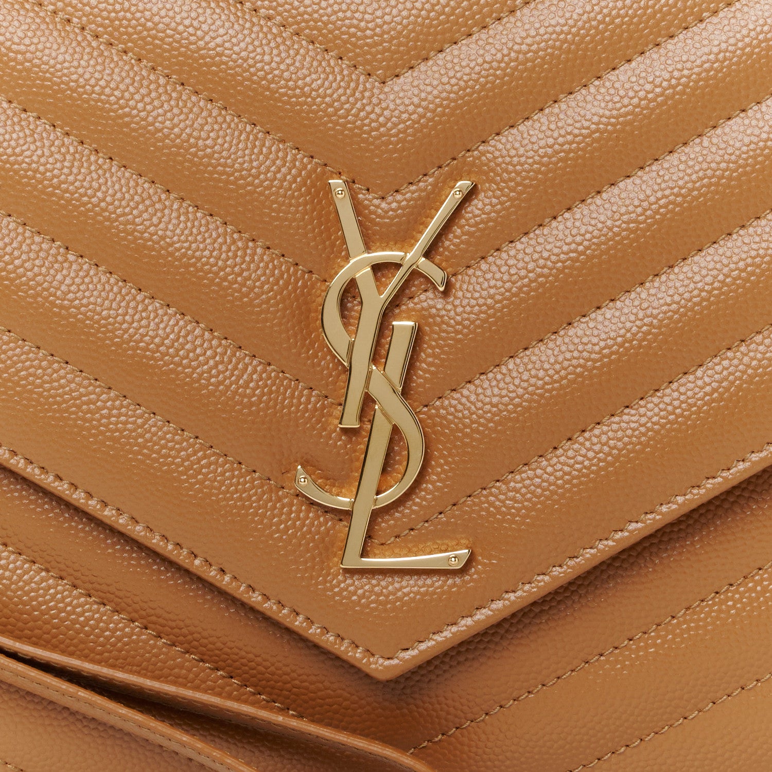 Saint Laurent Grain De Poudre Matelasse Chevron Monogram Cassandre Flap Pouch Natural Dark 8 of 8