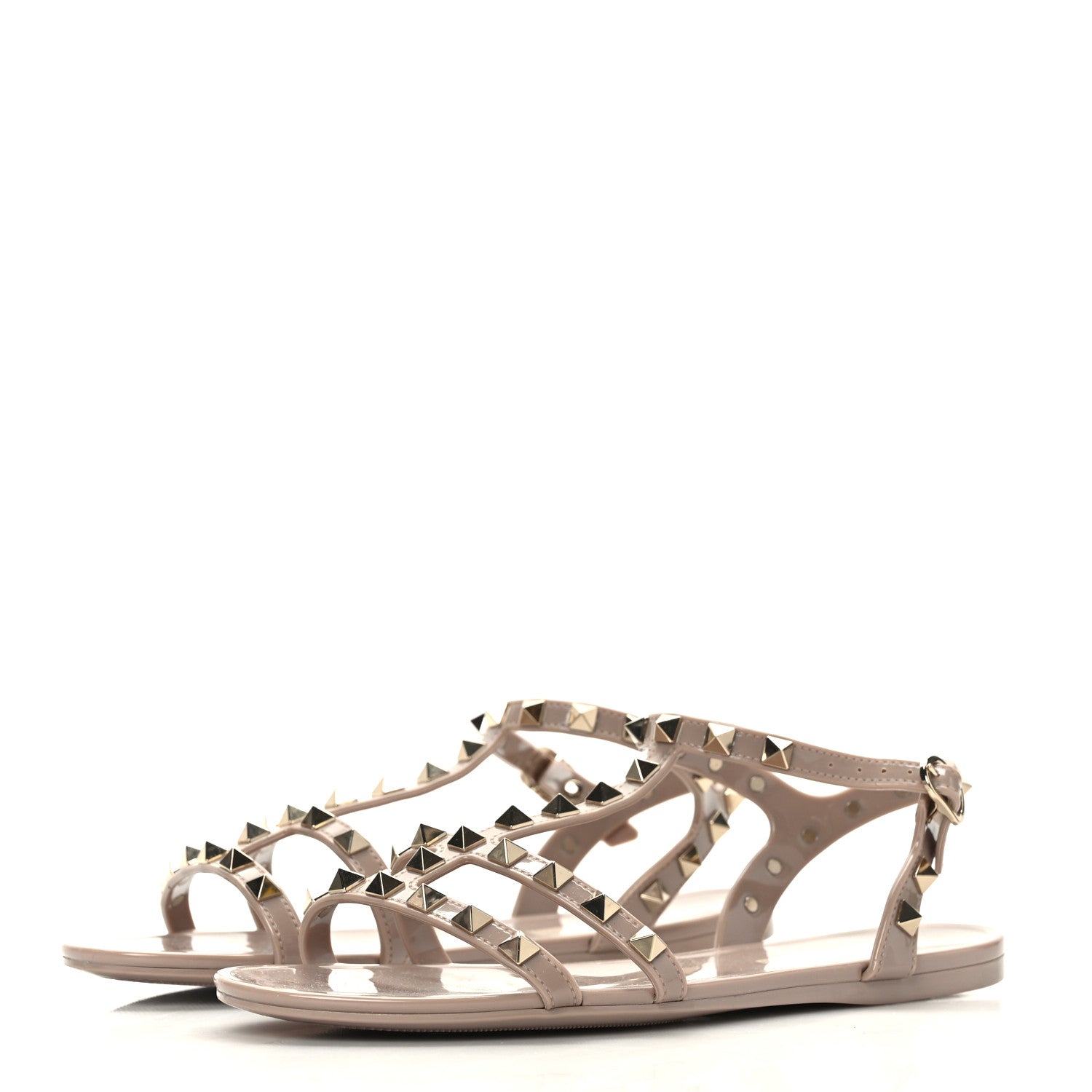 Valentino Garavani PVC Jelly Rockstud Caged Sandals 37 Poudre 3 of 7