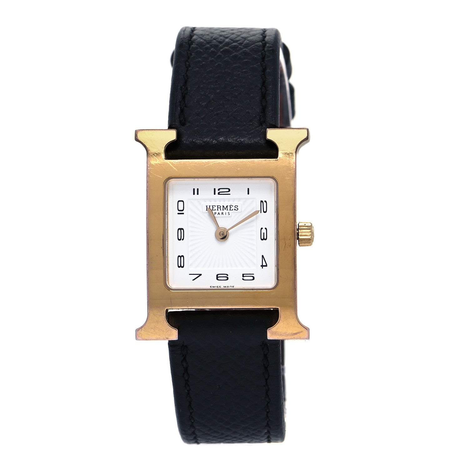 Hermes Stainless Steel Epsom 21mm Heure H Hour Quartz Watch Noir 1 of 7
