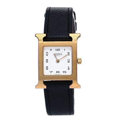 Hermes Stainless Steel Epsom 21mm Heure H Hour Quartz Watch Noir 1 of 7