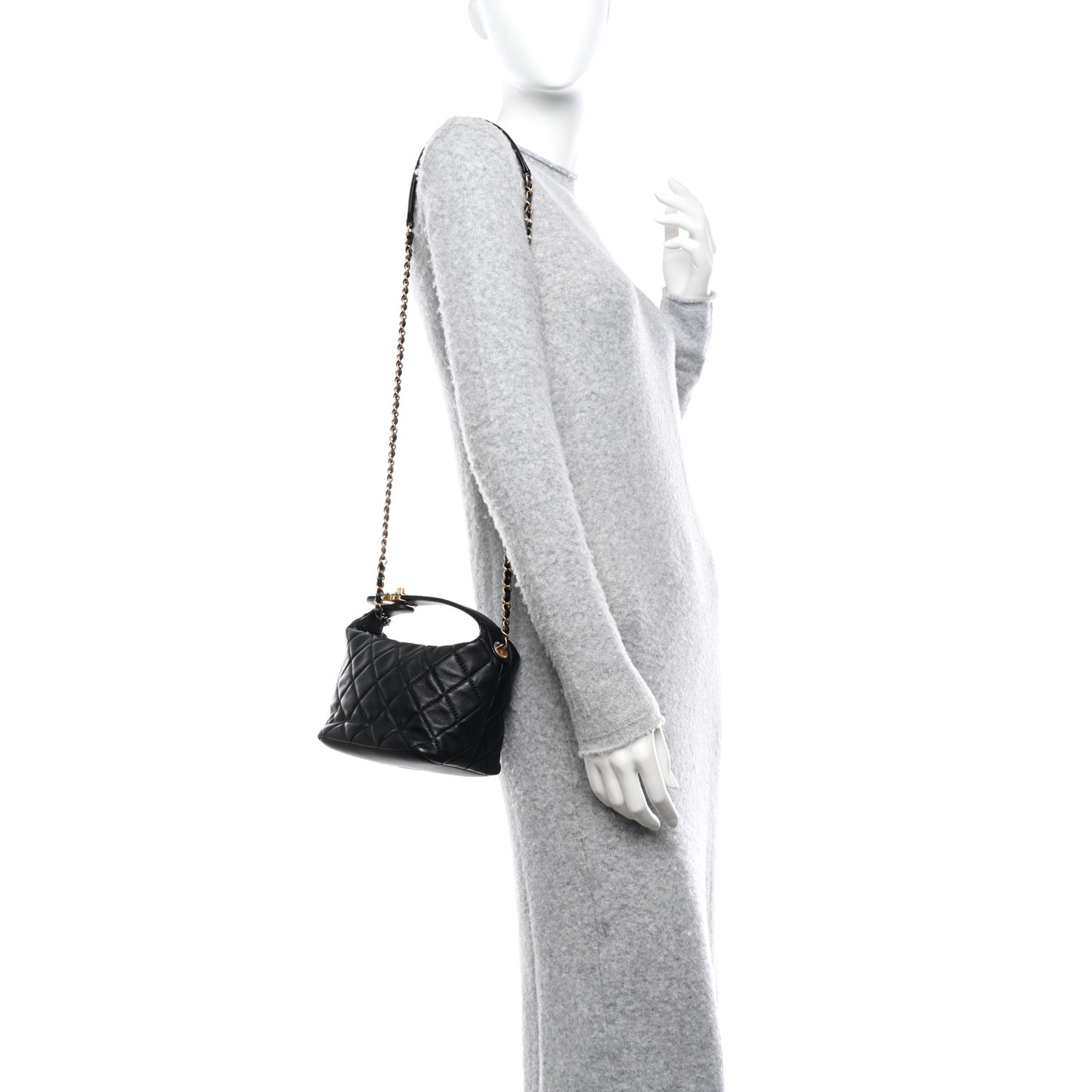 Lambskin Quilted Small Perfect Meeting Hobo Black